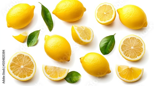 Wallpaper Mural Isolated Lemon Collection on a White Background Torontodigital.ca