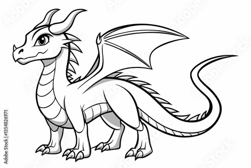 coloring page line art the dragon black vector