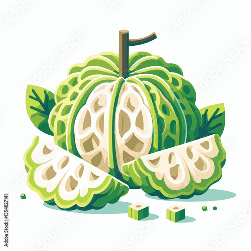 fresh, cherimoya, green, fruit, food, sweet, exotic, organic, ripe, tropical, healthy, custard, background, annona, custard apple, raw, delicious, white, seed, dessert, isolated, vegetarian, tasty, ag