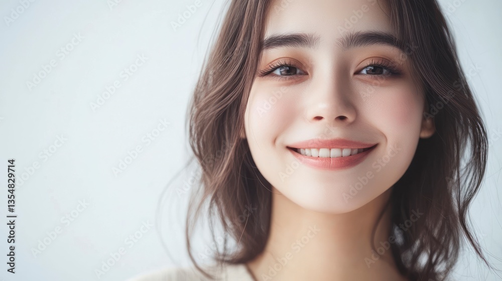 Smiling Young Woman Portrait with Clean Skin and Natural Light Look Smiling Young Woman Portrait with Clean Skin and Natural Light Look