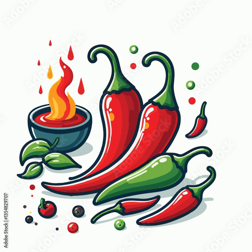 food, chili, vegetable, chilli, red, hot, spice, pepper, spicy, fresh, background, mexican, vector, illustration, organic, ingredient, plant, isolated, healthy, cayenne, jalapeno, cooking, taste, natu