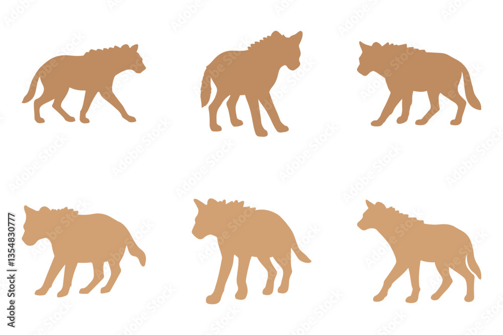 Obraz premium Hyena Silhouette Animal Icon Set