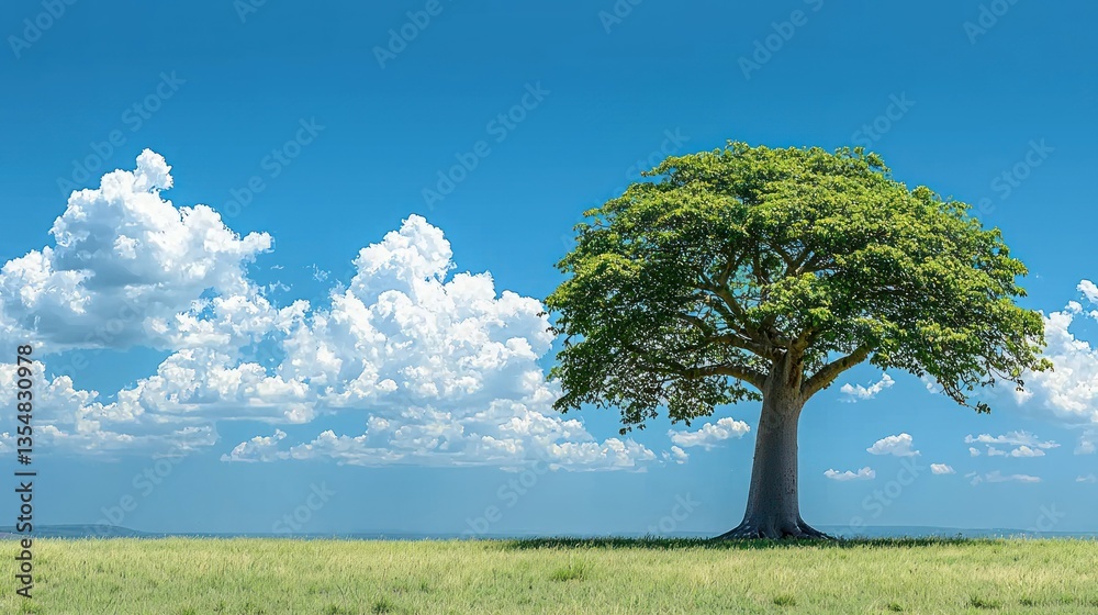 Solitary tree on grassy plain under a vibrant sky Solitary tree on grassy plain under a vibrant sky