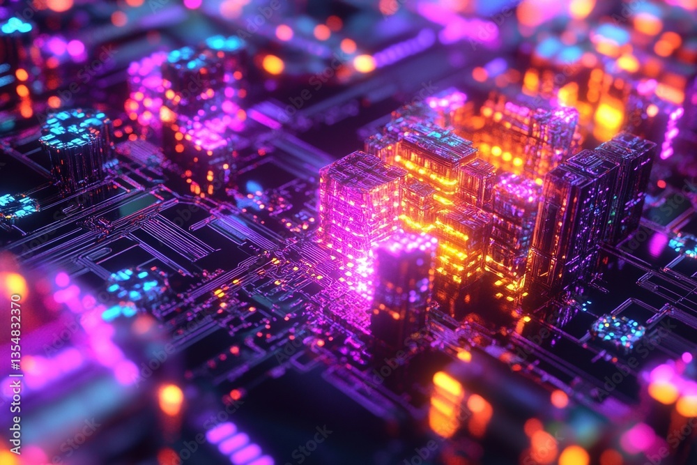 Innovative blockchain network concept with futuristic neon light effects Innovative blockchain network concept with futuristic neon light effects
