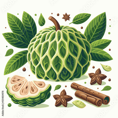 fresh, cherimoya, green, fruit, food, sweet, exotic, organic, ripe, tropical, healthy, custard, background, annona, custard apple, raw, delicious, white, seed, dessert, isolated, vegetarian, tasty, ag