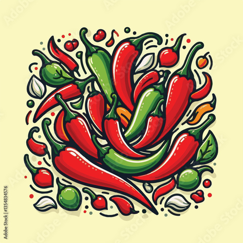 food, chili, vegetable, chilli, red, hot, spice, pepper, spicy, fresh, background, mexican, vector, illustration, organic, ingredient, plant, isolated, healthy, cayenne, jalapeno, cooking, taste, natu