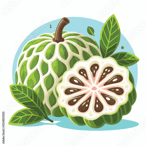 fresh, cherimoya, green, fruit, food, sweet, exotic, organic, ripe, tropical, healthy, custard, background, annona, custard apple, raw, delicious, white, seed, dessert, isolated, vegetarian, tasty, ag