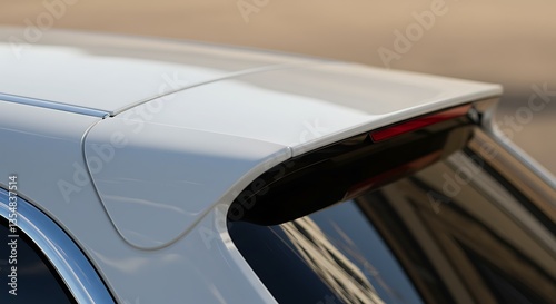 Close-up of a White Car Roof with Spoiler and Back Window