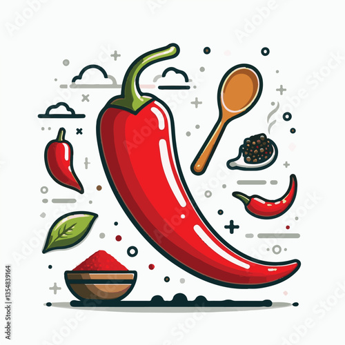food, chili, vegetable, chilli, red, hot, spice, pepper, spicy, fresh, background, mexican, vector, illustration, organic, ingredient, plant, isolated, healthy, cayenne, jalapeno, cooking, taste, natu