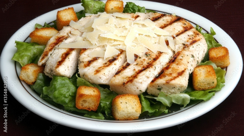 Grilled Chicken Salad With Croutons Cheese and Lettuce Grilled Chicken Salad With Croutons Cheese and Lettuce