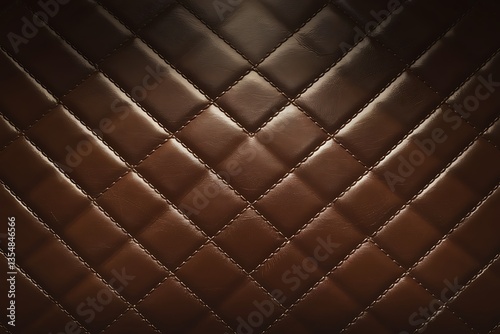 High-Resolution Image of Brown Diamond-Stitched Leather Upholstery photo