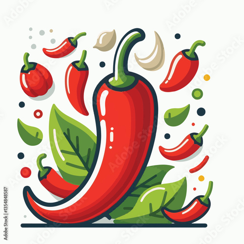 food, chili, vegetable, chilli, red, hot, spice, pepper, spicy, fresh, background, mexican, vector, illustration, organic, ingredient, plant, isolated, healthy, cayenne, jalapeno, cooking, taste, natu