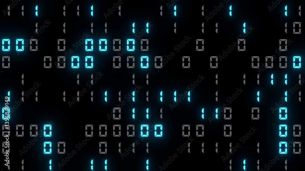 Digital binary numbers glowing simple programming 2d animation. Can be used to represent high technology algorithm, cyber security encryption or software language