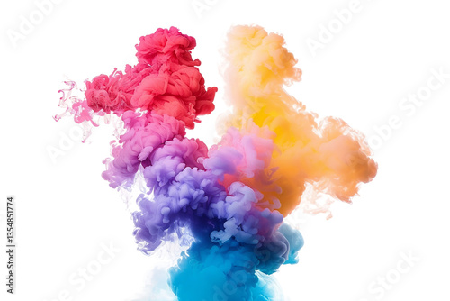 Bright smoke bomb in different colors isolated on transparent background