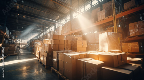 Boxes kept on shelves in the warehouse Hypnotic