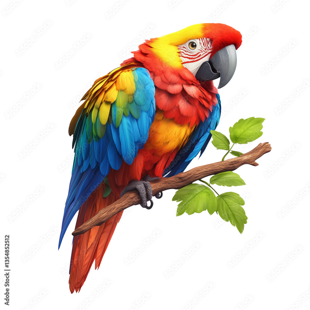 Fototapeta premium Colorful parrot on a transparent background in nature environment