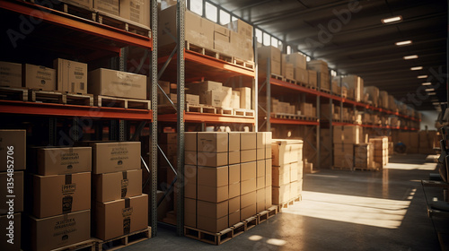 Boxes kept on shelves in the warehouse Hypnotic