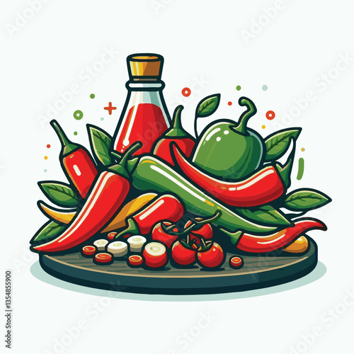 food, chili, vegetable, chilli, red, hot, spice, pepper, spicy, fresh, background, mexican, vector, illustration, organic, ingredient, plant, isolated, healthy, cayenne, jalapeno, cooking, taste, natu