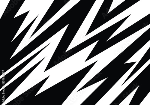 Abstract black and white background with spikes and zigzag narrow line pattern work
