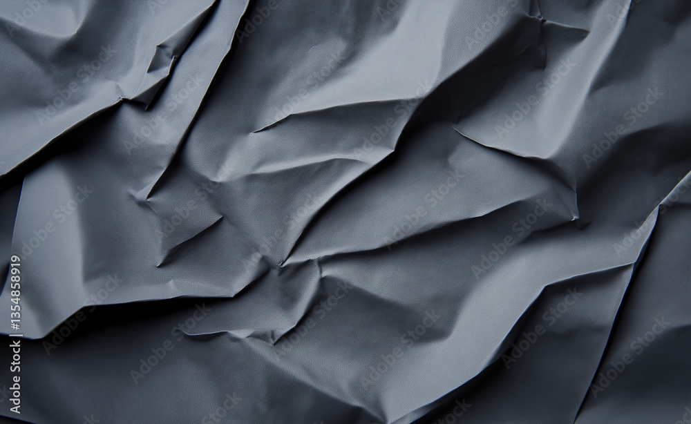 Obraz premium Close-up of crumpled gray paper creating a textured, abstract pattern. 