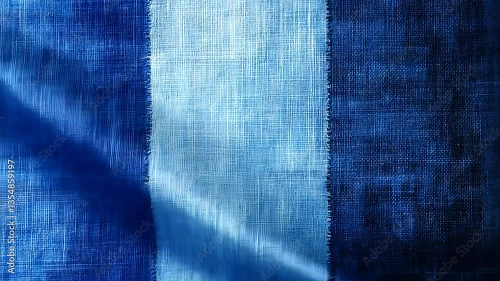 Abstract blue fabric texture with vertical stripes and slight light movement effect