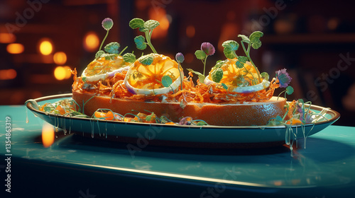 Bruschetta with half baked egg Energetic photo