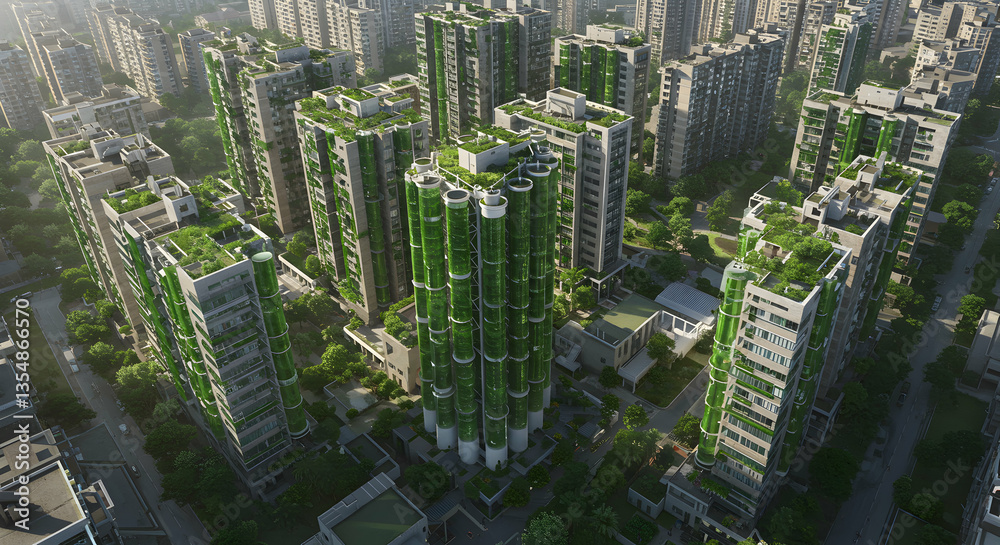 Obraz premium Urban Living Green Building Design with Sustainable Eco-friendly Architecture