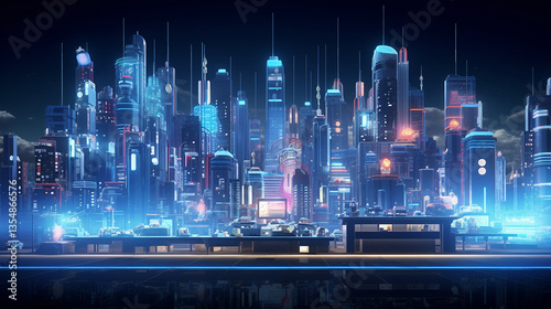 Blue city buildings sceneint ensivete chnology photo