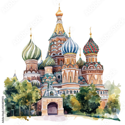 Grand Duchy Of Moscow, watercolor vector, isolated on a white background.