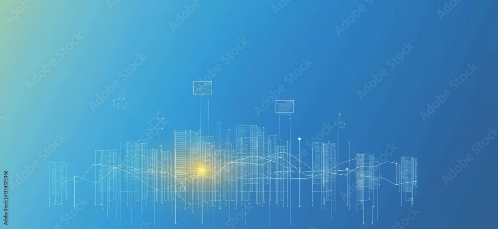 Naklejka premium Abstract Cityscape Futuristic Smart City Digital Network