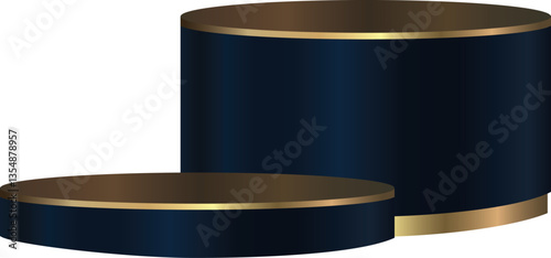 Elegant Navy Blue and Gold Cylinder Podium