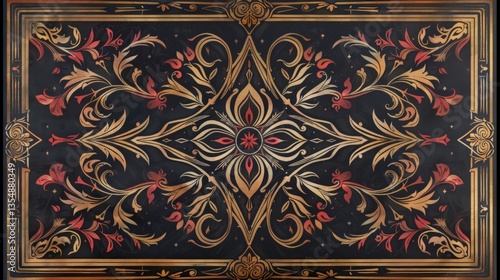 Ornate symmetrical floral pattern on dark background