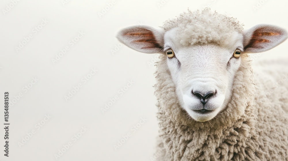 Close-up sheep portrait, serene rural scene, possible farm animal stock Close-up sheep portrait, serene rural scene, possible farm animal stock