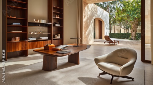 Wallpaper Mural An elegantly designed home office space with an outdoor view Torontodigital.ca