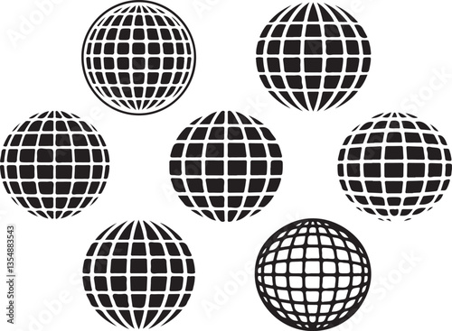 Disco ball icon silhouettes. Vector icon of party Disco ball