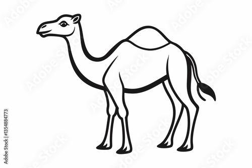 coloring page line art the camel black vector