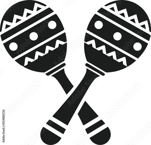 Mexican Maracas Silhouette Vector – Traditional Music Instrument Icon