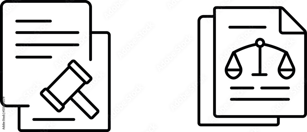 Law Documents Icon – Editable Stroke Outline Design