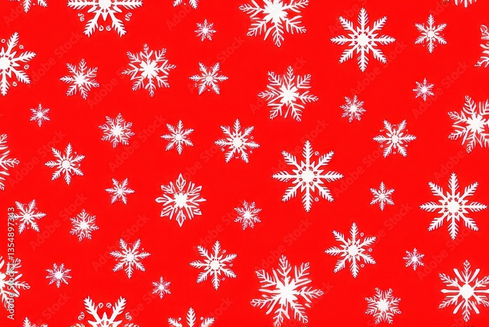 Red Background with White Snowflakes Pattern Red Background with White Snowflakes Pattern