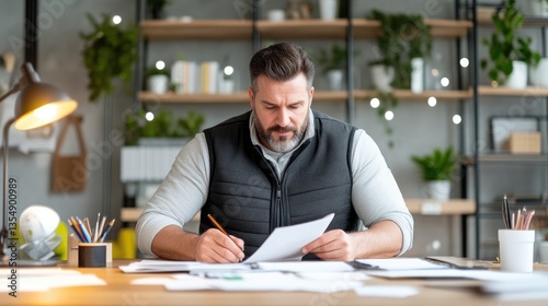 Focused man working at a desk