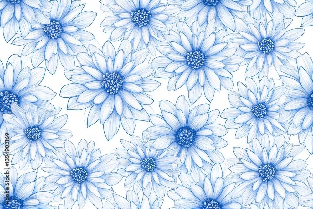 Blue Daisy Flower Seamless Pattern Blue Daisy Flower Seamless Pattern