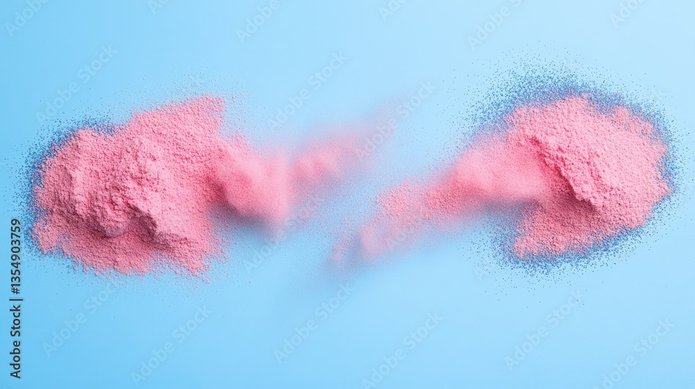 Fototapeta premium Pink Powder Clouds Creating Visuals Across Blue Backgrounds