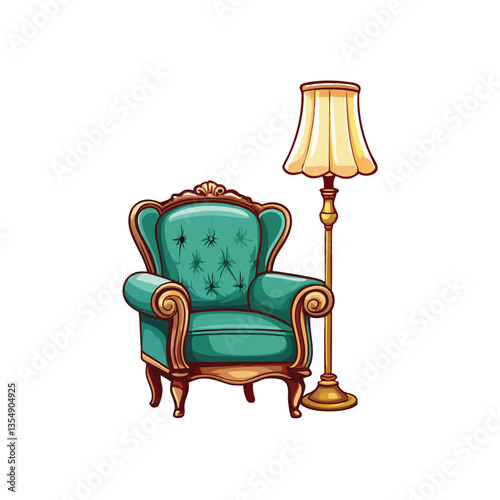 An elegant high-backed armchair sits beside a contemporary fireplace, showcasing a sophisticated living room interior.
