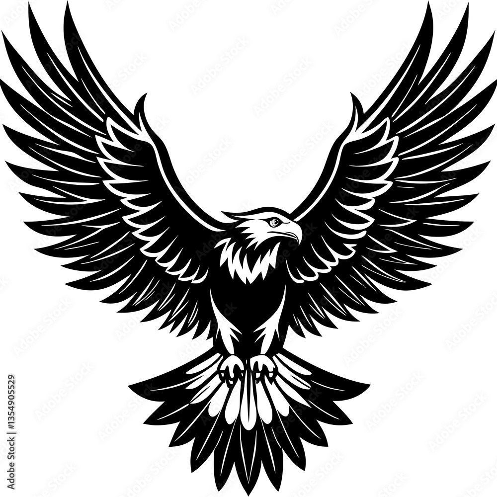 Fototapeta premium Majestic Eagle Silhouette with Soaring Aerial Grace