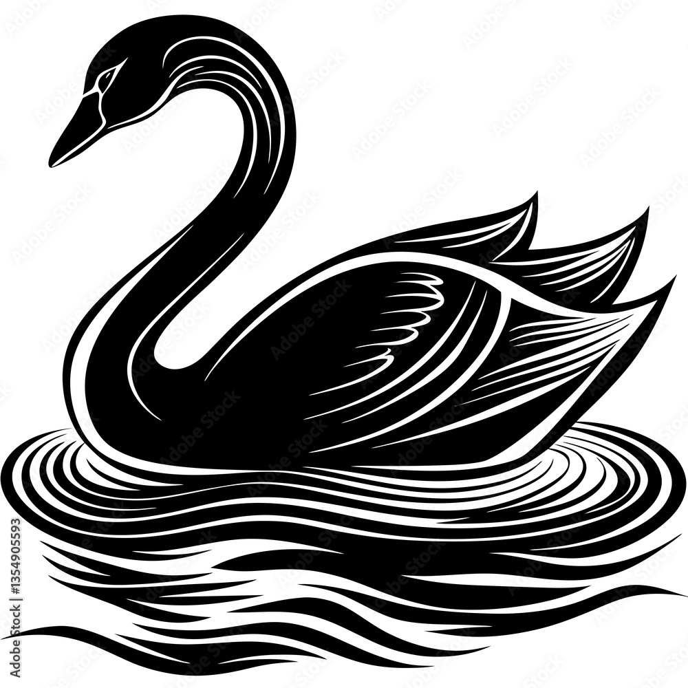 Obraz premium Graceful Swan Silhouette with Elegant Flowing Lines