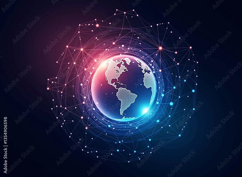 Global Network Connectivity - Digital World Illustration Global Network Connectivity - Digital World Illustration
