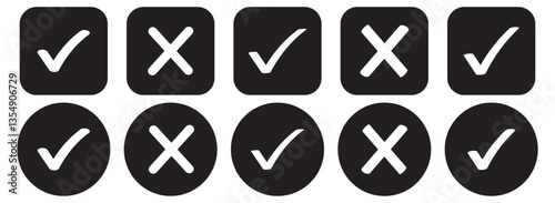 Free Download checkmark and X mark icon. cross mark icons. tick and cross symbol. Check mark icon button set. Check box icon with right and wrong buttons and yes or no. tick icon and cross icon set. - GFXLoad