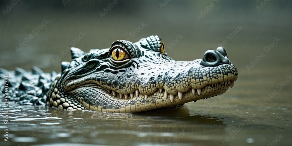 Fototapeta premium A close up of a crocodile's head in the water.