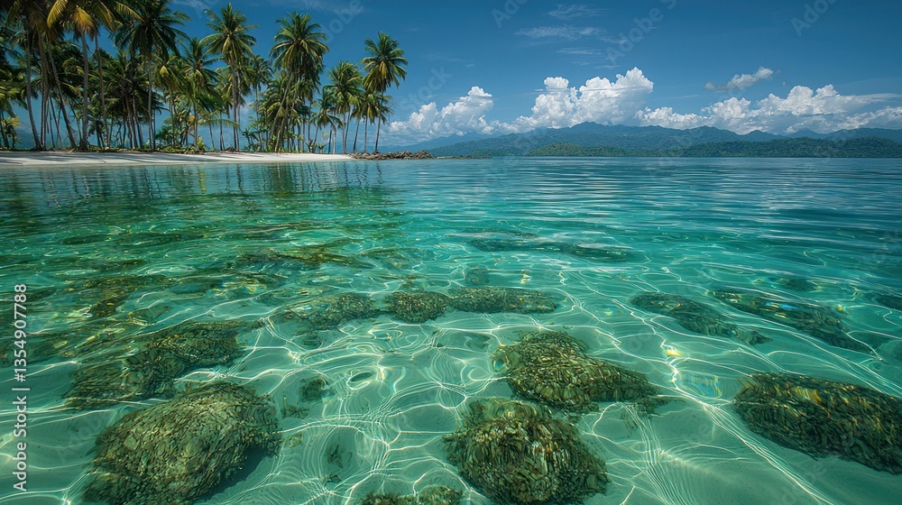 Pristine tropical beach with crystal-clear water (1) Pristine tropical beach with crystal-clear water (1)