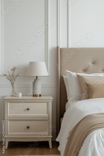 Serene Bedroom Interior Design Beige and White Color Palette